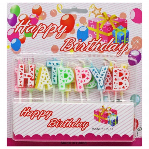 Свічки-літери на торт "Happy Birtday" різнокольорові 16,2*15,5см (Канцмир)