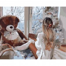 Картина по номерах 0070 ОРТ кол.Дівчинка і плюшевий ведмедик 40*50