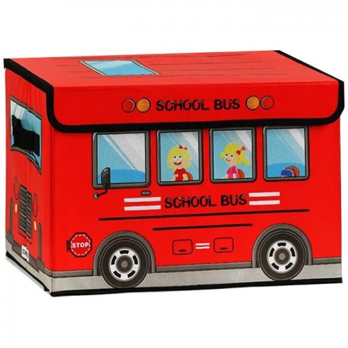 Корзина-пуфик для игрушек "Школьный автобус", красный (MiC)