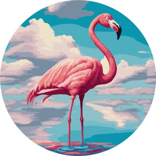 Картина по номерам (круглая) "Изысканный фламинго" ★★ (Ідейка)
