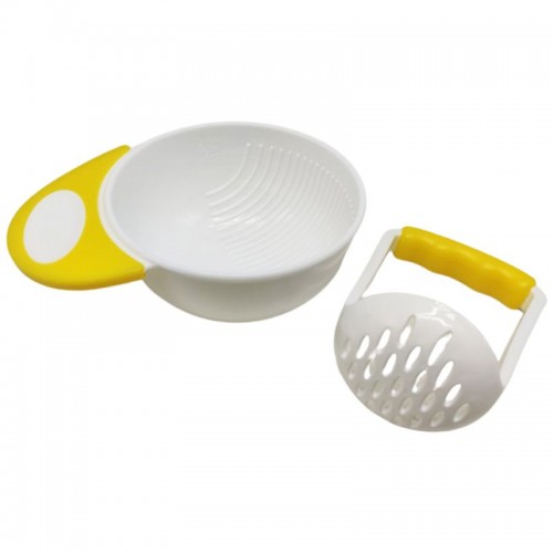 Чаша для подрібнення їжі пластикова (біла з жовтим) (Lindo)