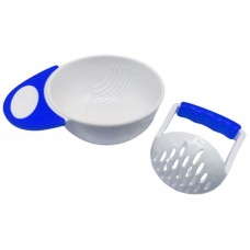 Чаша для подрібнення їжі пластикова (біла з синім)