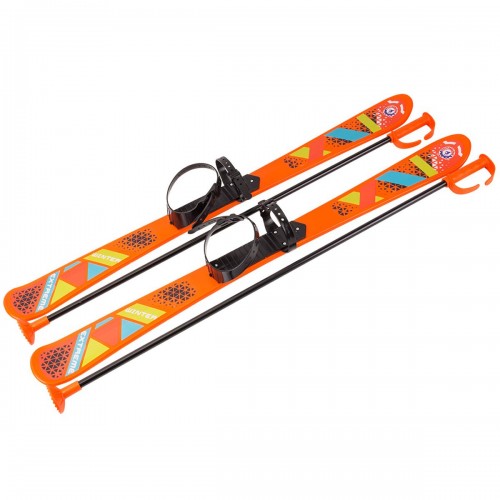 Лыжи детские, с палками, 90 см (оранжевые) (Технок)