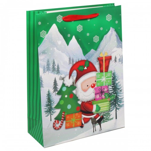 Пакет подарочный "Санта с подарками" (30х40 см) (MiC)