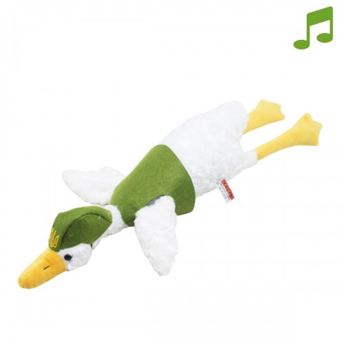 Мʼяка іграшка Гусак-обнімусь, 60 см, патріот, музичний, кучерявий, білий (Копиця)