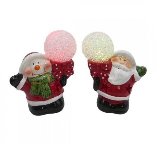 Сувенір декоративний світящ.LED "Санта/Сніговик зі сніжком" 9*12см (MiC)