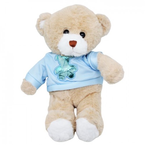 Мʼяка іграшка "Ведмедик у капюшоні" в блакитному, 30 см Вид 2 (MiC)