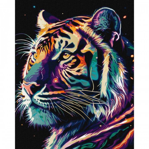 Картина по номерам с красками металлик "Фантастический тигр" ★★★★★ (Ідейка)