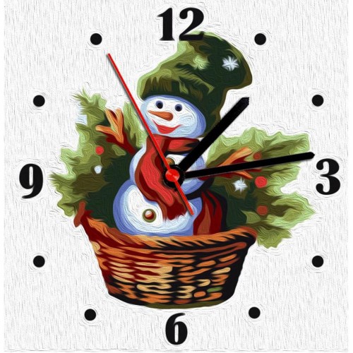 Годинник-картина за номерами "Сніговик", 30х30 см (Art Story)