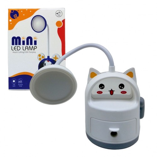 Дитяча настільна лампа-точилка "Котик" (біла) (MiC)