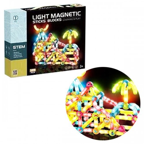 Магнитный конструктор светящийся "Light Magnetic Sticks blocks", 128 дет (MiC)