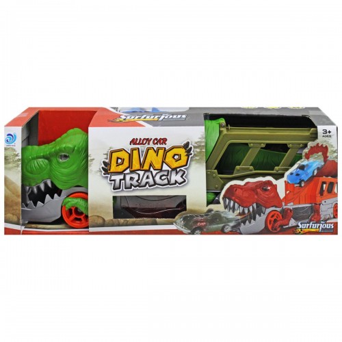 Трек-трейлер "Дінозавр", з металевою машинкою (Lanfa Toys)