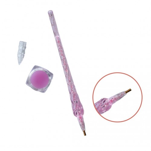 Стилус для алмазной мозаики + гель-клей (розовый) (Brushme)