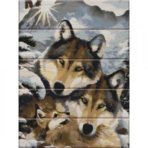 Картина по номерам на дереве "Волки" (Art Story)