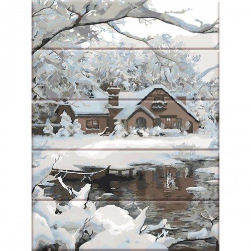 Картина за номерами на дереві "Затишна зима" 30х40 см (Art Story)