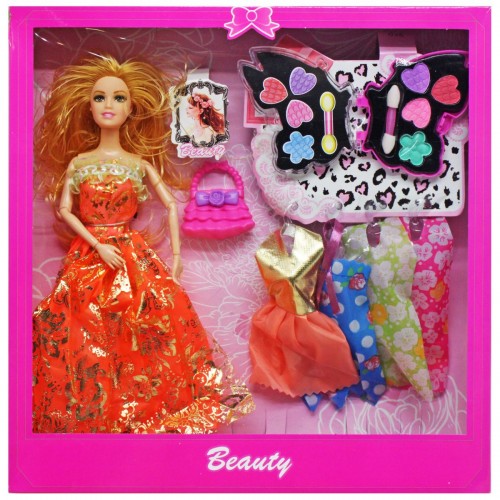 Кукольный набор "Beauty" с косметикой (оранжевый) (MiC)