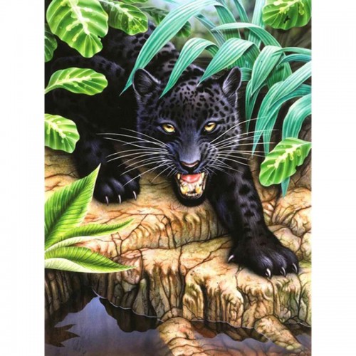 Алмазная мозаика, на рейках "Черный леопард" 30х40 см (Strateg)