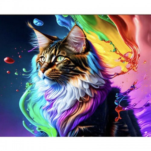 Алмазная мозаика "Разноцветный котик" 30х40 см (Strateg)