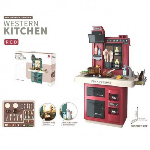 Кухня интерактивная "Western Kitchen", свет, звук, пар (розовая) (BuZhiToys)
