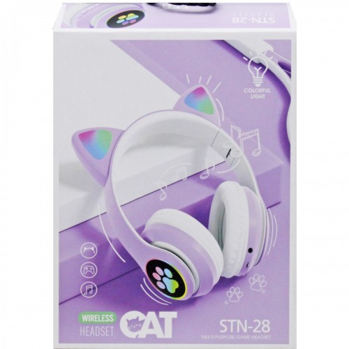 Бездротові навушники "Cat headset" (бузковий) (MiC)