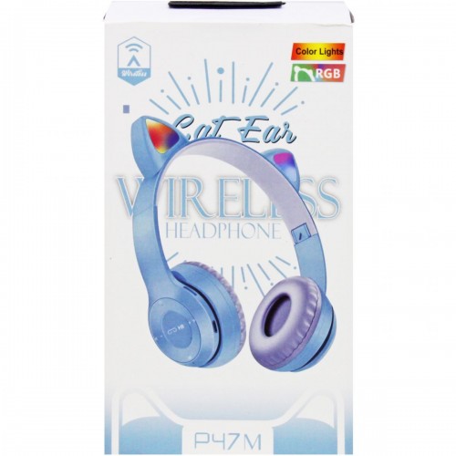 Беспроводные наушники "Cat Ears" (голубые) (MiC)