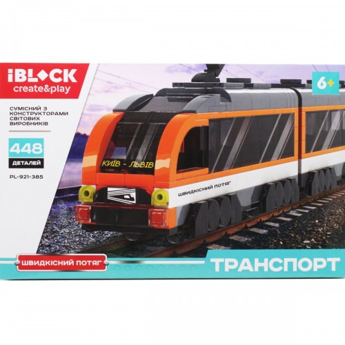 Конструктор IBLOCK "ТРАНСПОРТ: Скоростной поезд", 448 деталей (iBLOCK)