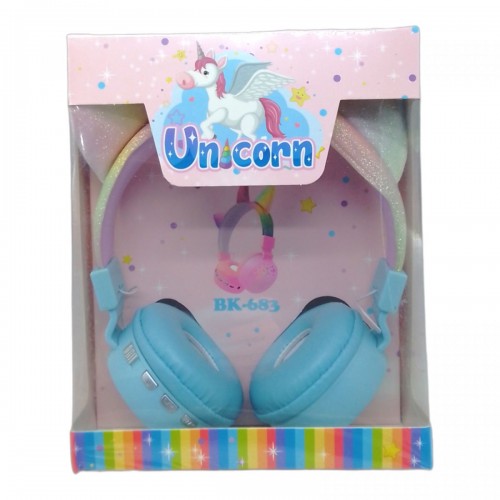 Навушники бездротові "Unicorn" (блакитні) (MiC)