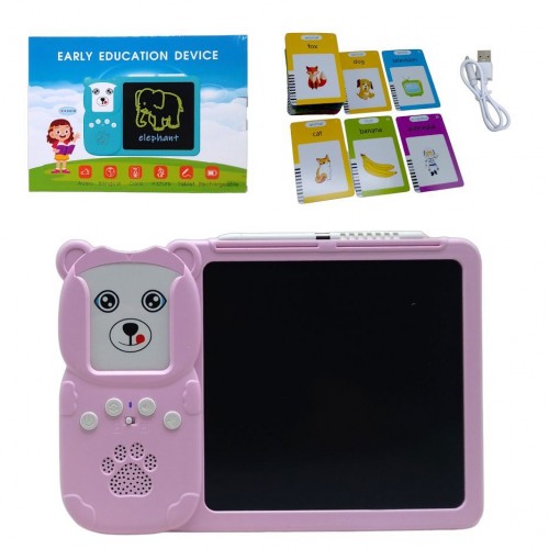 Планшет для рисования LCD Writing Tablet + озвученная азбука Монтессори 112 карточек (розовый) (MiC)