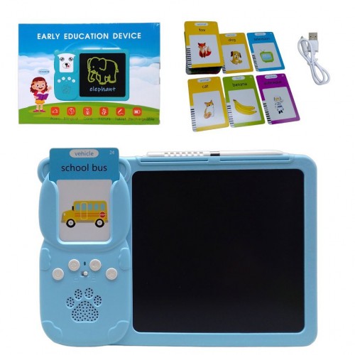 Планшет для рисования LCD Writing Tablet + озвученная азбука Монтессори 112 карточек (голубой) (MiC)