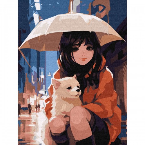 Картина по номерам "Аниме. Вместе под зонтиком" ★★★ (Ідейка)