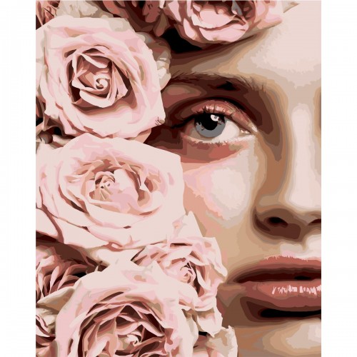 Картина за номерами "Портрет з трояндами" (Оптифрост)