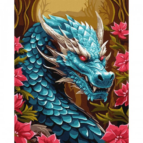 Картина за номерами з фарбами металік "Могутній дракон" (Ідейка)