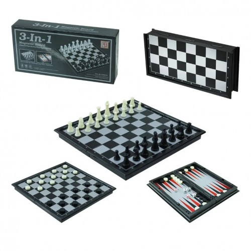 Набір: Шахи, шашки, нарди, маленька дошка (15х15 см) (MiC)