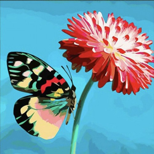 Алмазная мозаика "Бабочка на цветке" 30х30 см (Strateg)