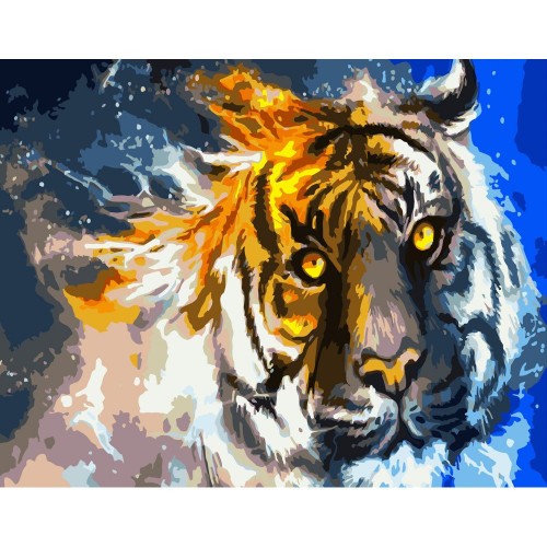 Картина по номерам "Огненный тигр" ★★★ (Strateg)