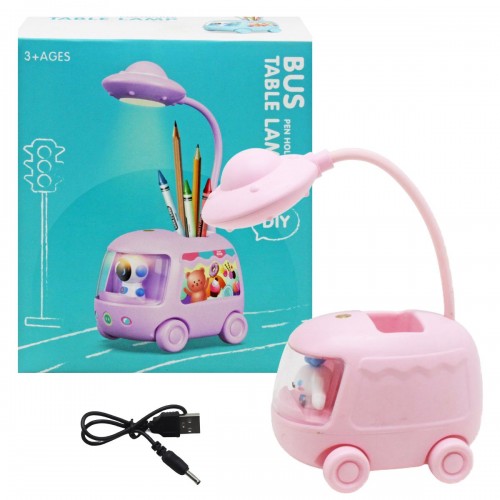 Детская настольная лампа "Bus", розовая (MiC)