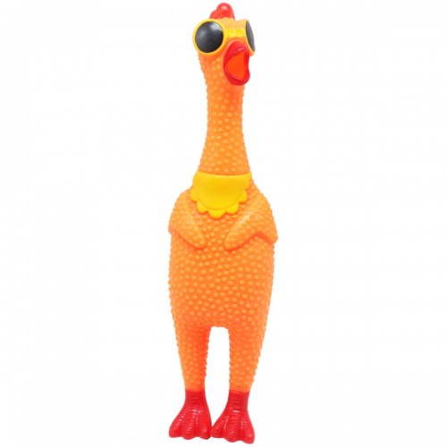 Резиновая игрушка-пищалка "Кричащая курица" (оранжевый) (MiC)
