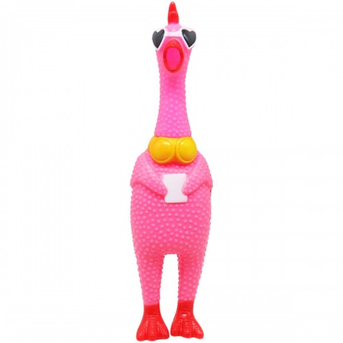 Резиновая игрушка-пищалка "Кричащая курица" (розовый) (MiC)