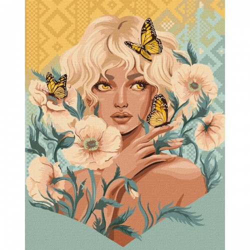 Картина по номерам "Девушка с бабочками" 40х50 см (Ідейка)