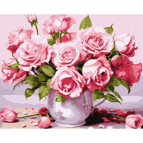 Картина по номерам "Розовые розы" 40х50 см (Ідейка)