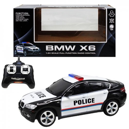 Радиоуправляемая машинка "BMW X6. Police", черная (GUOKAI)