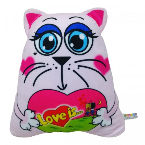 М'яка іграшка подушка Кіт Вітальний (рожевий) 32 см (Копиця)