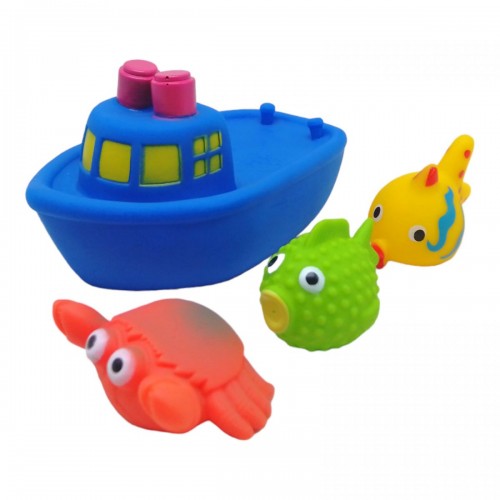 Набір для купання "Кораблик і морські мешканці", 4 шт (Bibi Toys)