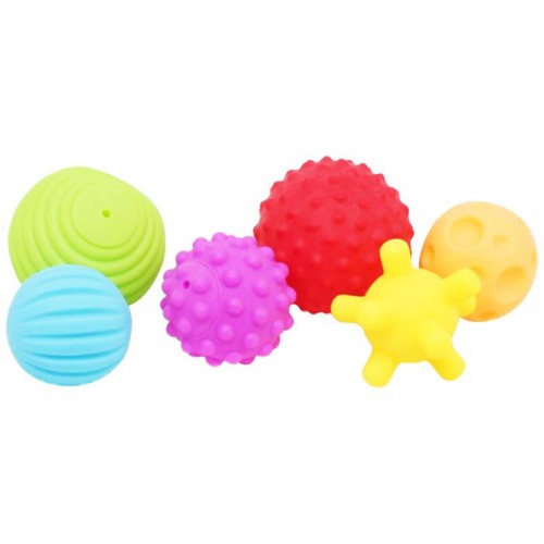 Набор тактильных мячиков-пищалок (6 шт) (Bibi Toys)