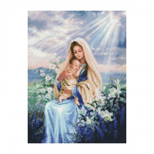 Алмазна мозаїка "Марія з Ісусом у ліліях" 30х40 см (Strateg)