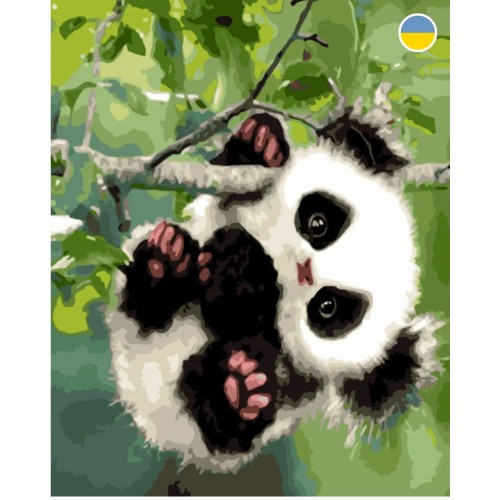 Картина по номерах "Панда на гілці" 40x50 см (Origami)