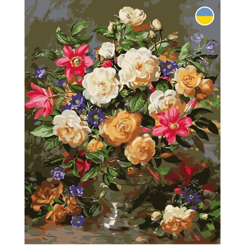 Картина по номерах "Букет троянд" 40x50 см (Origami)