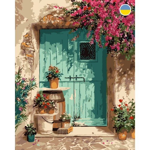 Картина по номерах "Двері в квітах" 40x50 см (Origami)