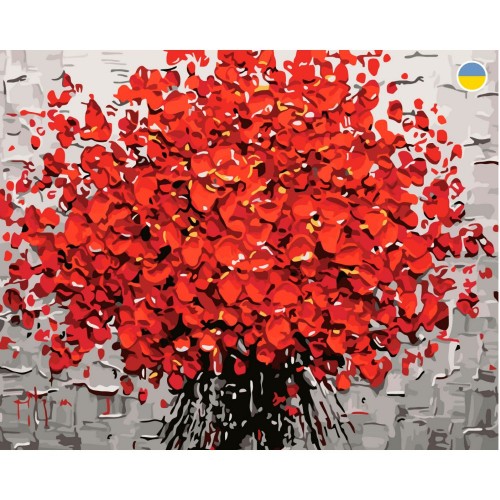 Картина по номерах "Букет червоних квітів" 40x50 см (Origami)