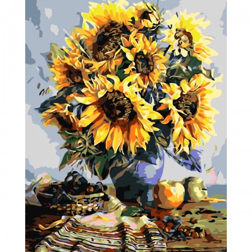 Картина по номерах "Жовті соняшники" 40x50 см (Origami)